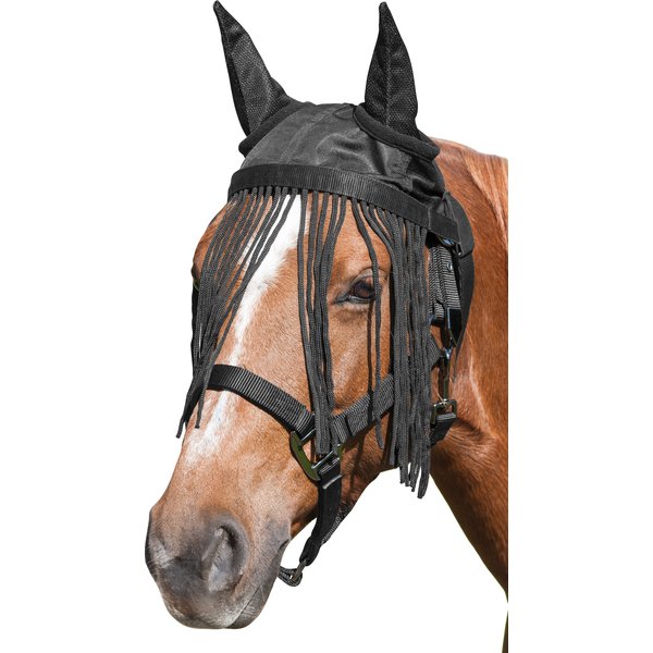 IRISh INNOVATION Fliegenhaube mit Fransenstirnband schwarz | Pony
