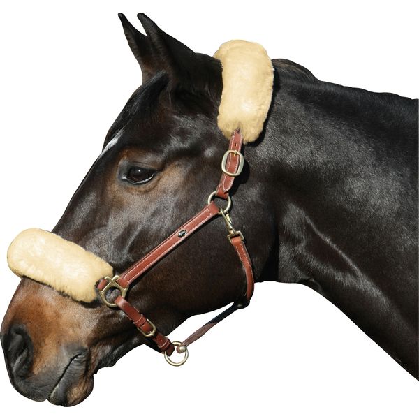 Loesdau Echt-Lammfell-Nasen- oder Genickschutz für Ponys natur