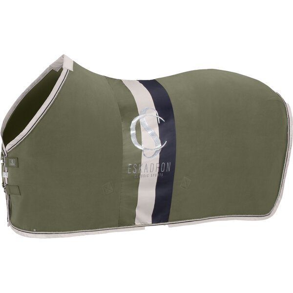 ESKADRON Classic Sports Abschwitzdecke Fleece Stripes dusty olive | 155 cm