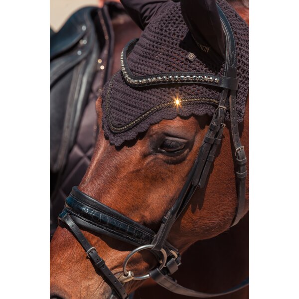 ESKADRON Heritage oornetje Dynair Mesh Jewel black truffle | Pony