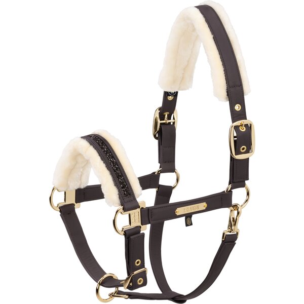 ESKADRON Heritage halster Faux Leather Jewel FF Double Pin black truffle | Shetty