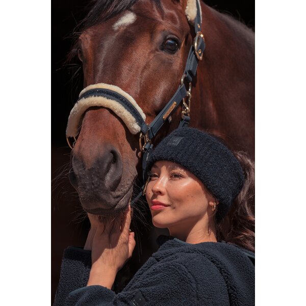 ESKADRON Heritage halster Faux Leather Jewel FF Double Pin navy | Shetty