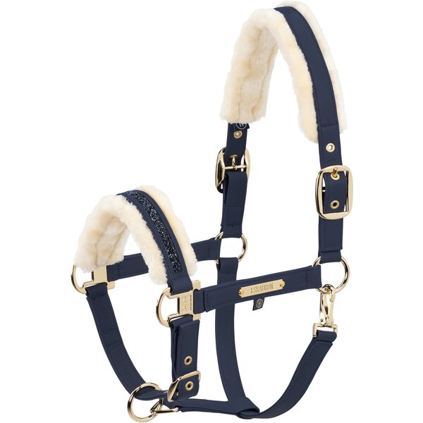 ESKADRON Heritage halster Faux Leather Jewel FF Double Pin navy | Shetty