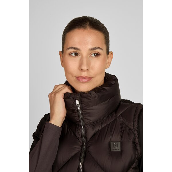 ESKADRON Heritage gewatteerd bodywarmer met glanseffect black truffle | XS