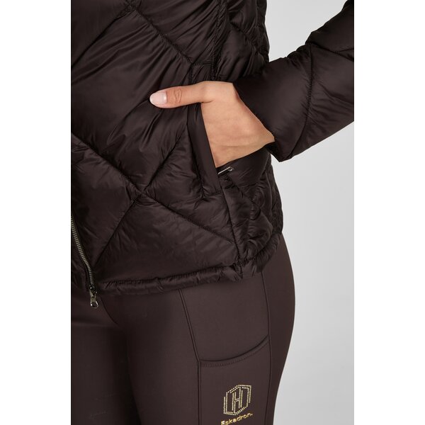 ESKADRON Heritage gewatteerde jas met glanseffect black truffle | XS