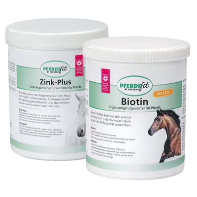 PFERDEfit by Loesdau Set Fell & Huf, Zink-Plus + Biotin Pellets